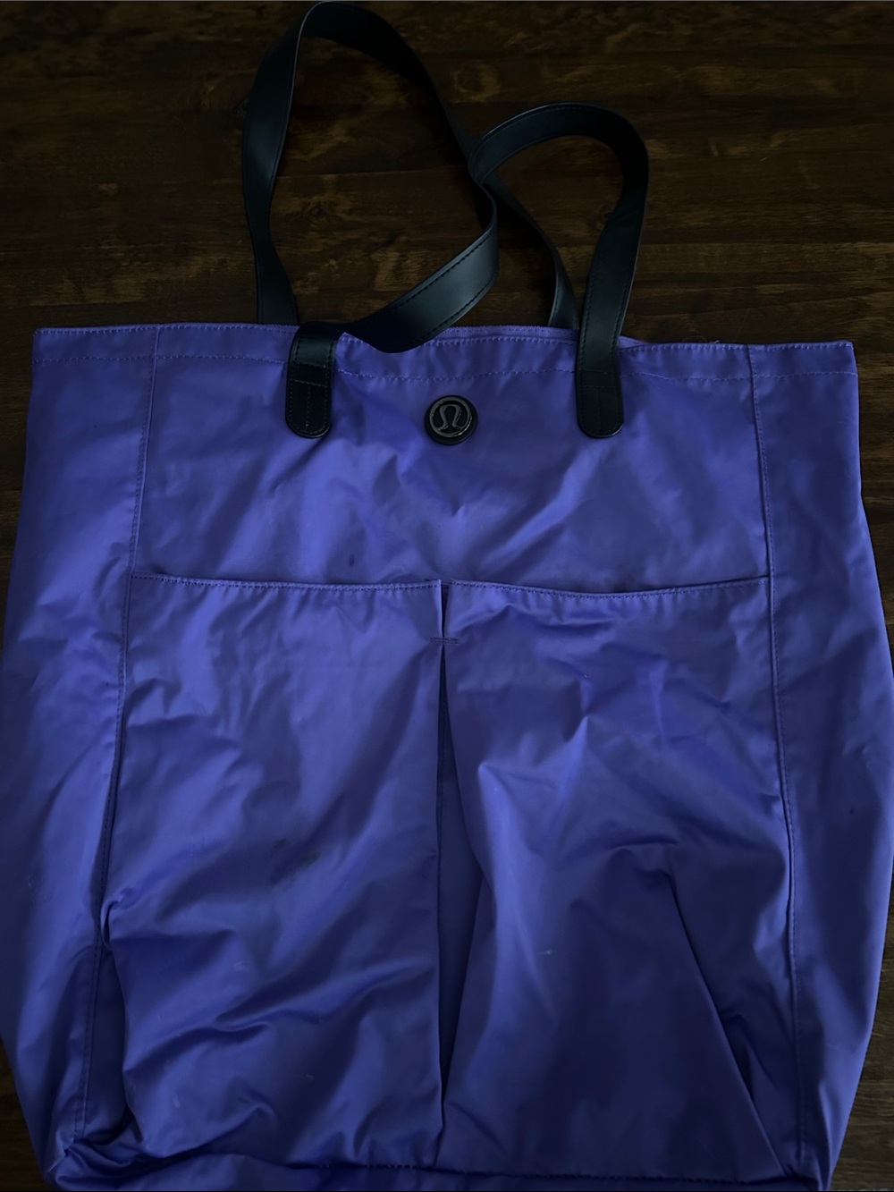 lululemon athletica Purple Nylon Tote Shoulder Bag with Black Handles